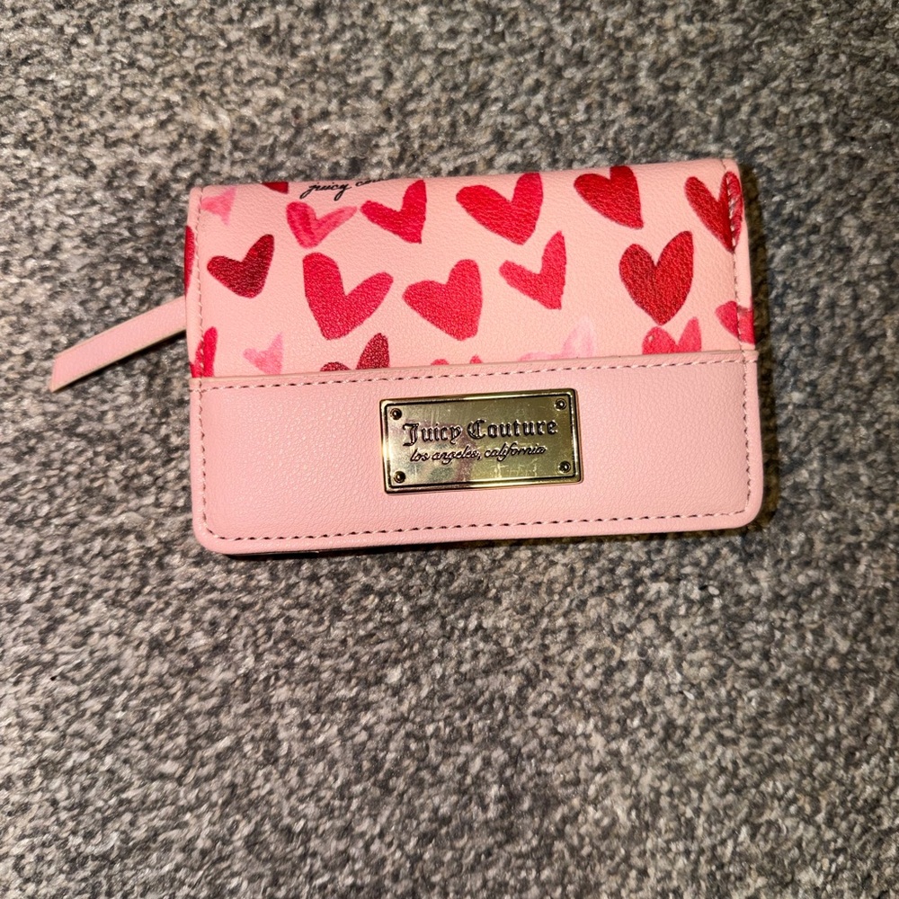 Juicy Couture Pink Wallet with Red Hearts